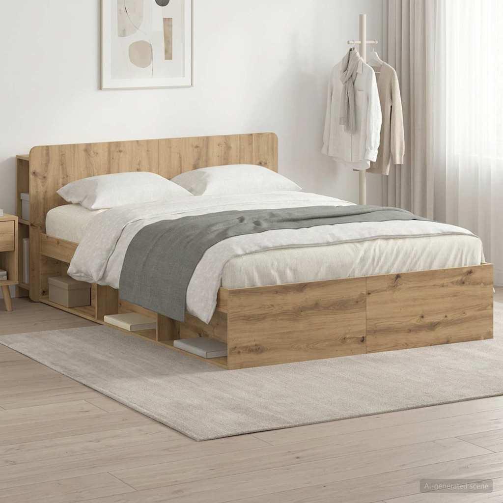 Sengestel med opbevaring med hovedgærde Artisan-eg 140 x 190 cm