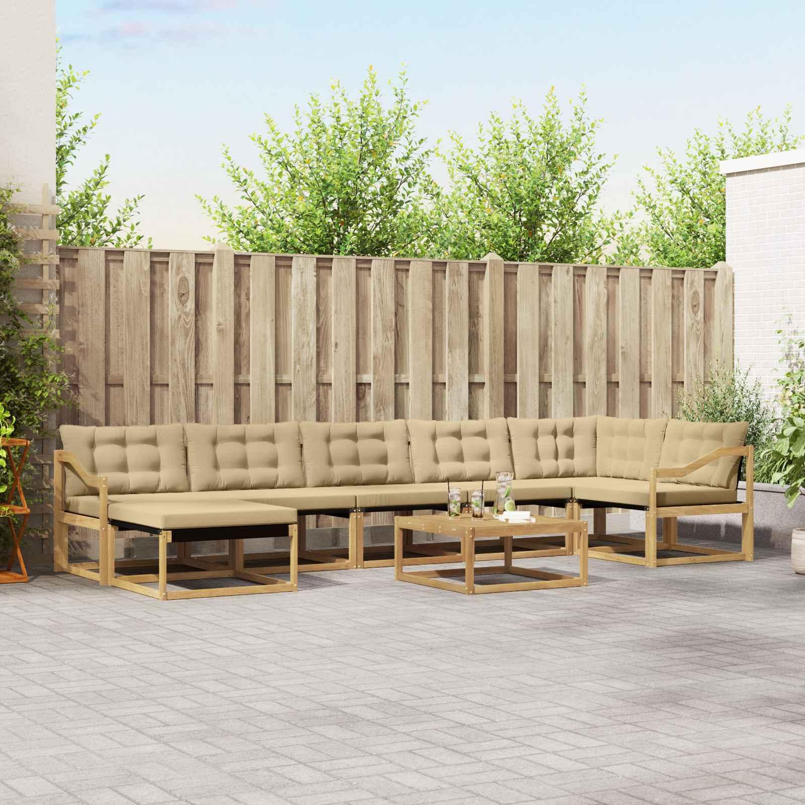 Udendørs sofagruppe 8 stk Hvid og Beige 79 x 79 x 37 cm