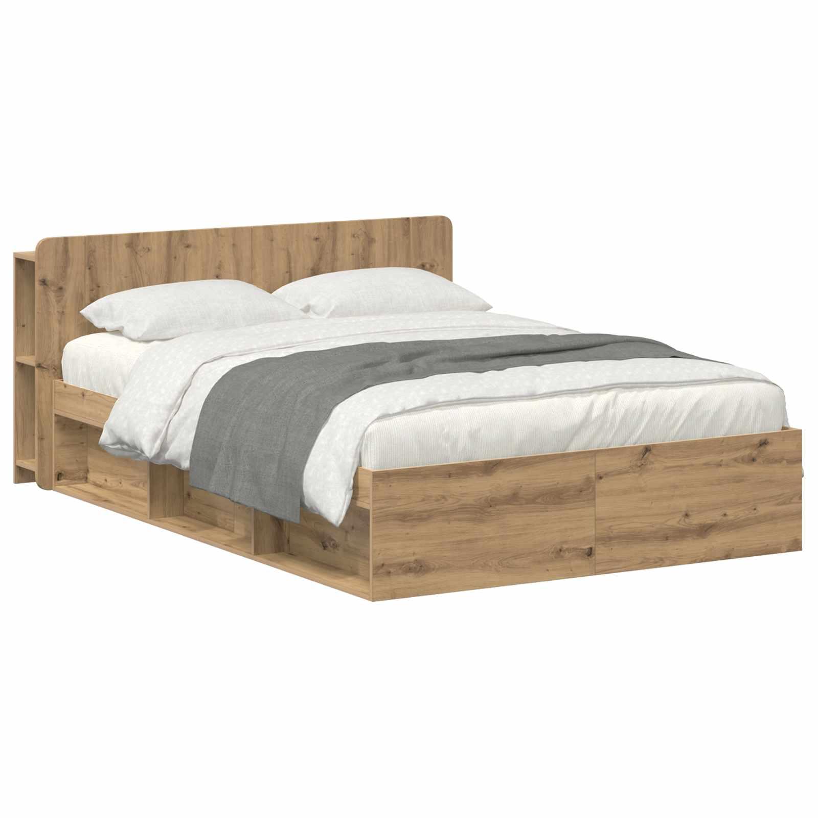 Sengestel med opbevaring med hovedgærde Artisan-eg 135 x 190 cm