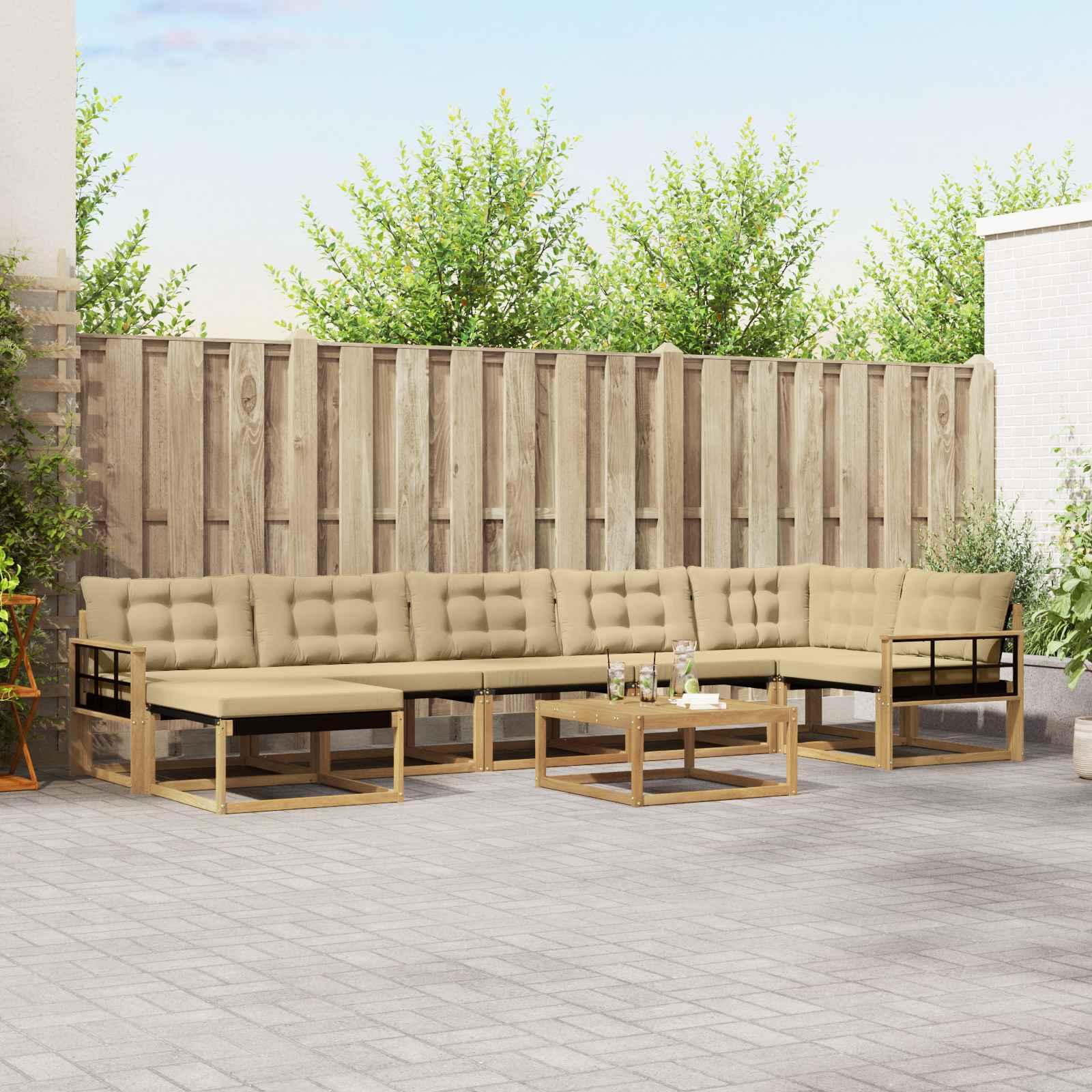 Udendørs sofagruppe 8 stk Hvid og Beige 79 x 79 x 37 cm