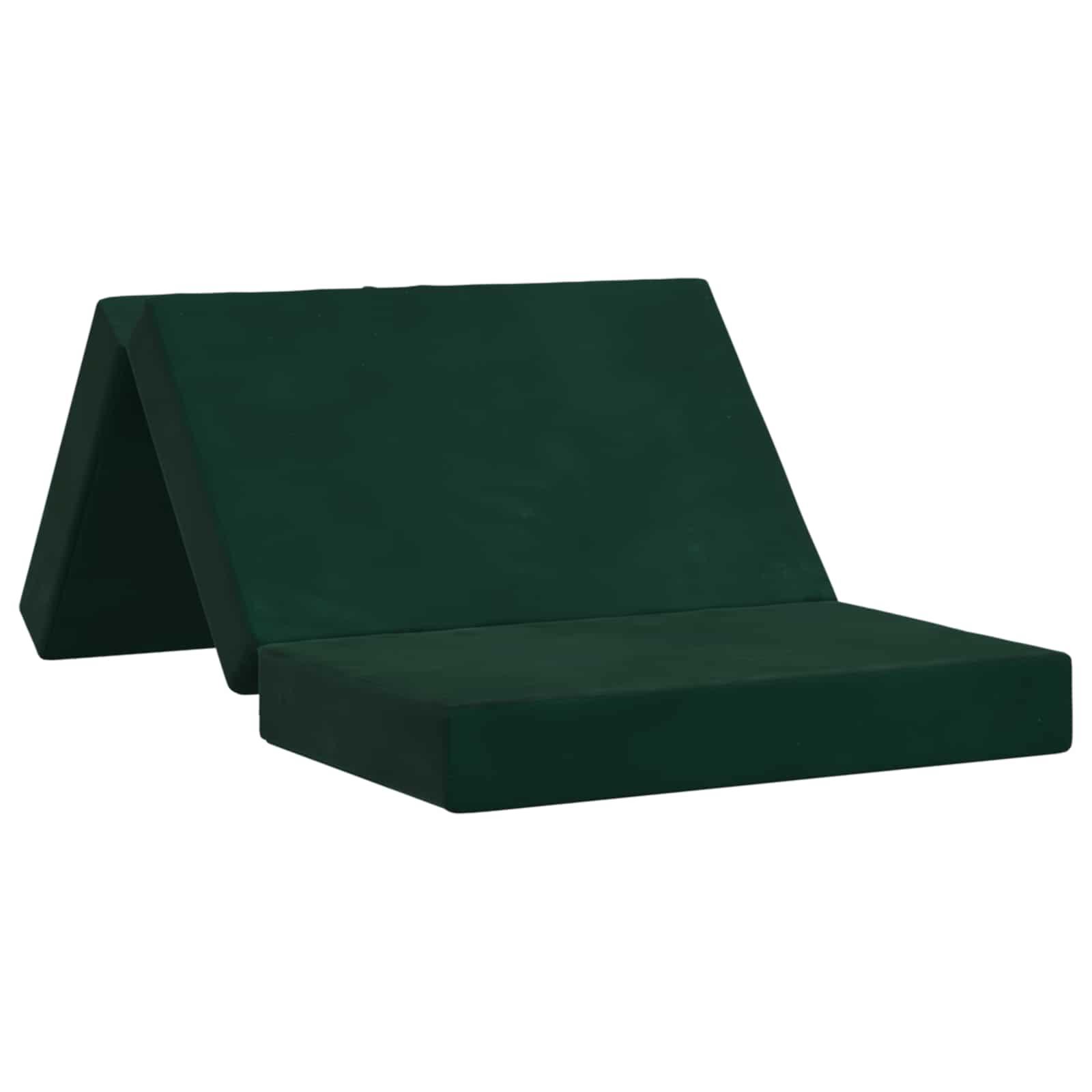 Foldbar sovesofa/samlebar sofa seng - 100 × 67 × 45 cm, mørkegrøn fløjl