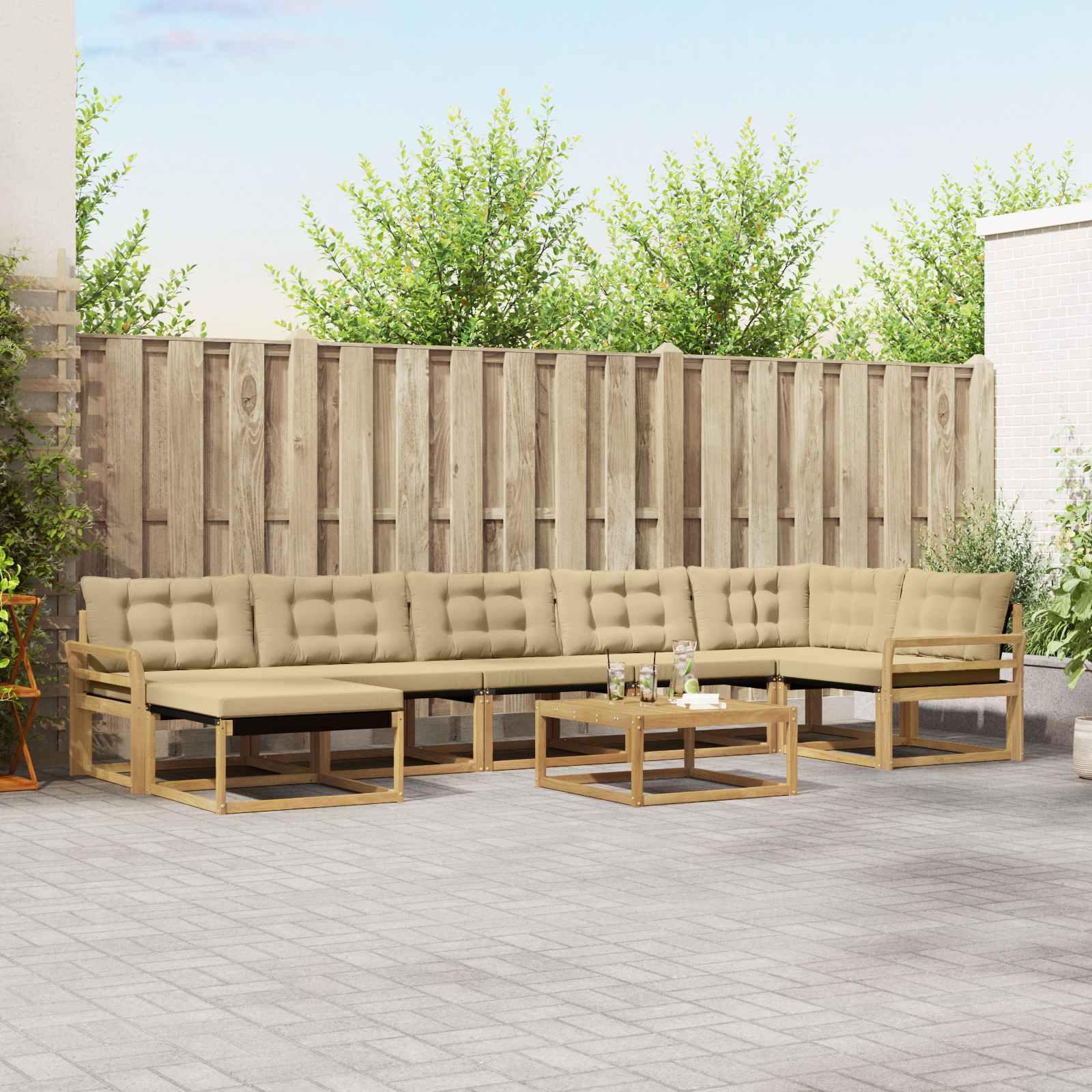 Udendørs sofagruppe 8 stk Hvid og Beige 79 x 79 x 37 cm