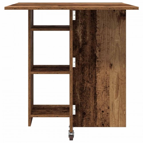 Spisebord med klapplade og opbevaring 115 x 70 x 75 cm - gammelt træ