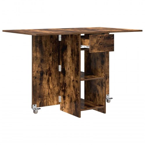 Spisebord med opbevaring 115 x 70 x 75 cm - røget eg