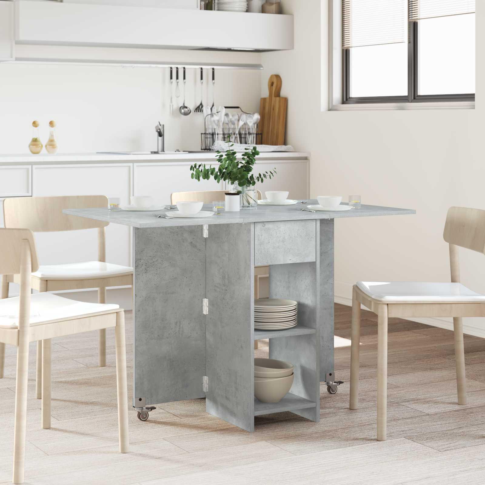 Spisebord 115 x 70 x 75 cm Konstrueret trÃ¦ BetongrÃ¥ RektangulÃ¦r