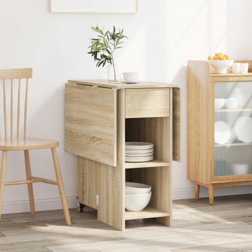 Foldbart spisebord med opbevaring 115 x 70 x 75 cm - Sonoma-eg