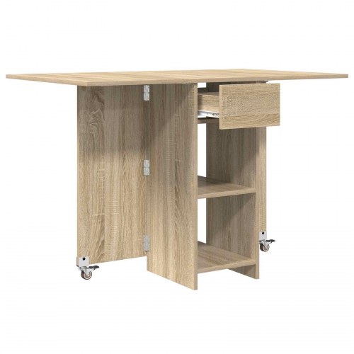 Foldbart spisebord med opbevaring 115 x 70 x 75 cm - Sonoma-eg