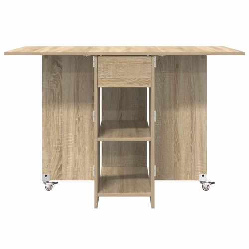 Foldbart spisebord med opbevaring 115 x 70 x 75 cm - Sonoma-eg