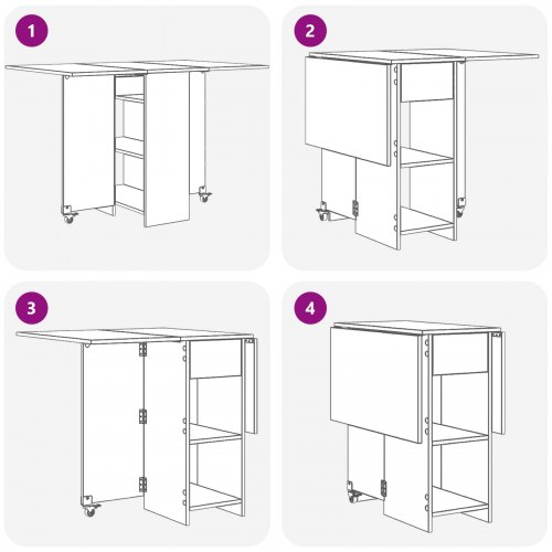 Foldbart spisebord med opbevaring 115 x 70 x 75 cm - Sonoma-eg