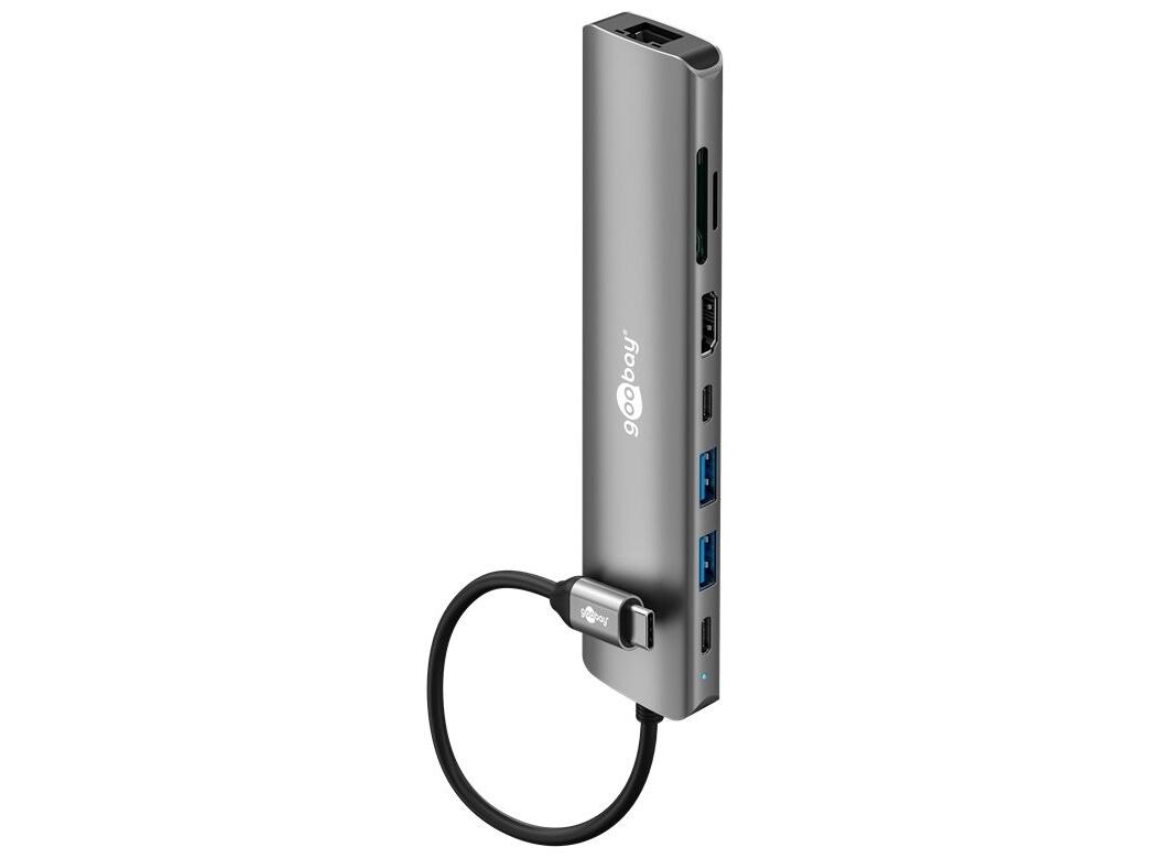 Goobay slank USB-C hub - 8 porte med HDMI, RJ45, SD/microSD