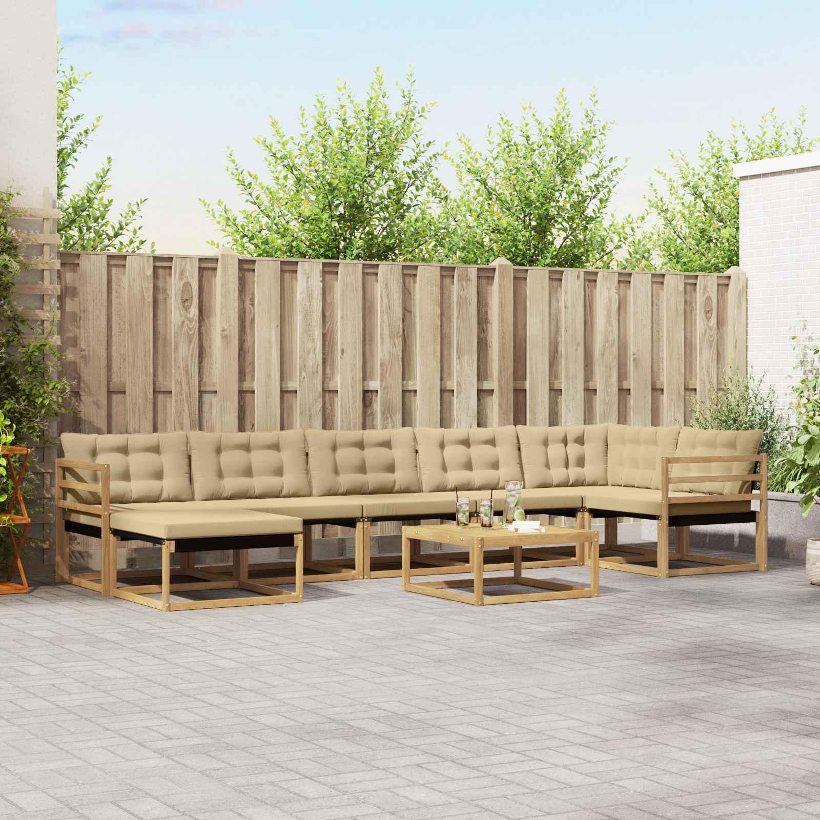 Udendørs sofagruppe 8 stk Hvid og Beige 79 x 79 x 37 cm