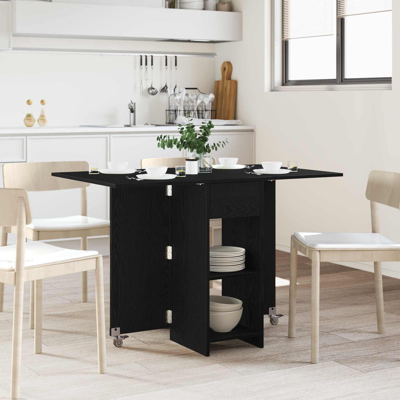 Spisebord 115 x 70 x 75 cm Konstrueret trÃ¦ Sort eg RektangulÃ¦r