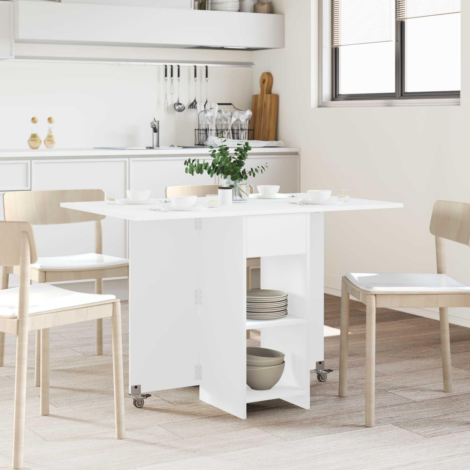 Spisebord 115 x 70 x 75 cm Konstrueret trÃ¦ Hvid RektangulÃ¦r
