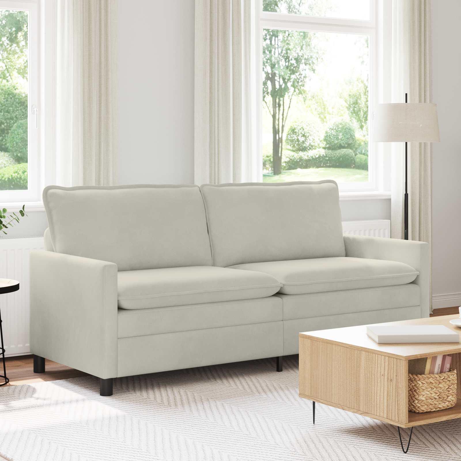 Sofa i fløjl - cremefarvet 2-personers, 196 × 81 × 87,5 cm