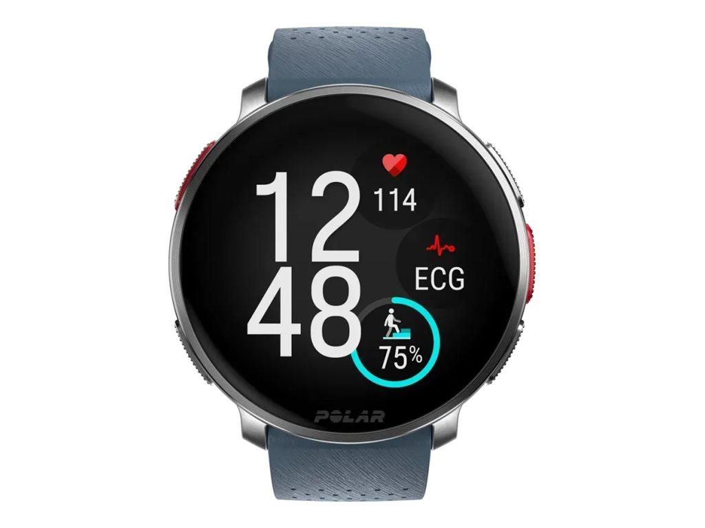 Polar Vantage V3 - sølv sportsur/smartwatch, himmelblå rem