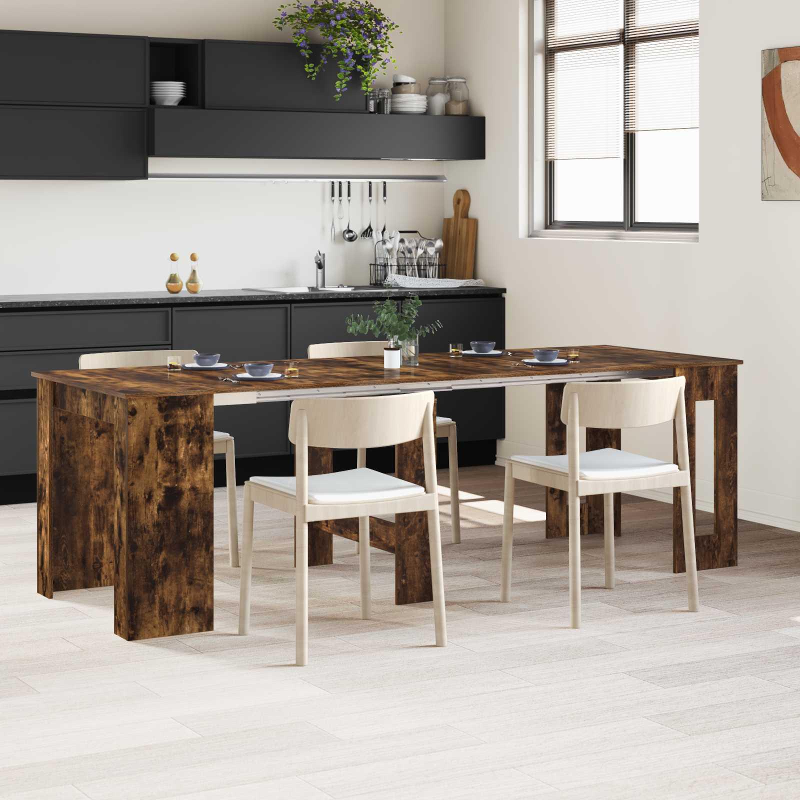 Spisebord 240 x 85 x 75 cm Konstrueret træ Røget eg Rektangulær