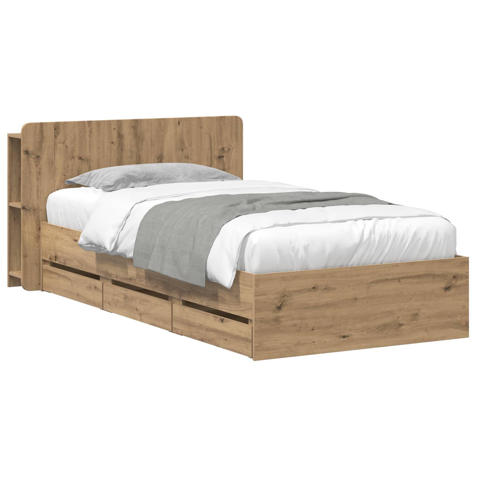 Sengestel Med Opbevaring Konstrueret Træ - Artisan-eg / 80 x 200 cm