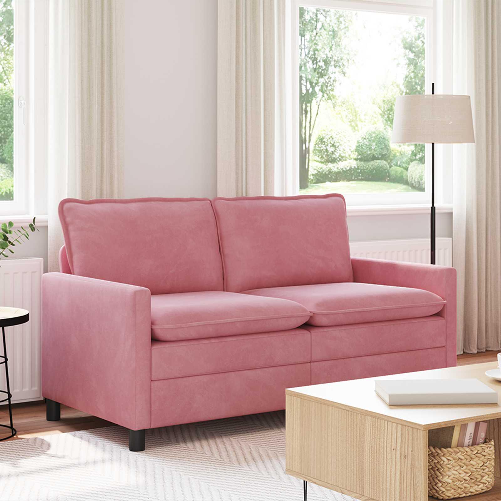 2-personers sofa i lyserød fløjl - 156 × 81 × 87,5 cm