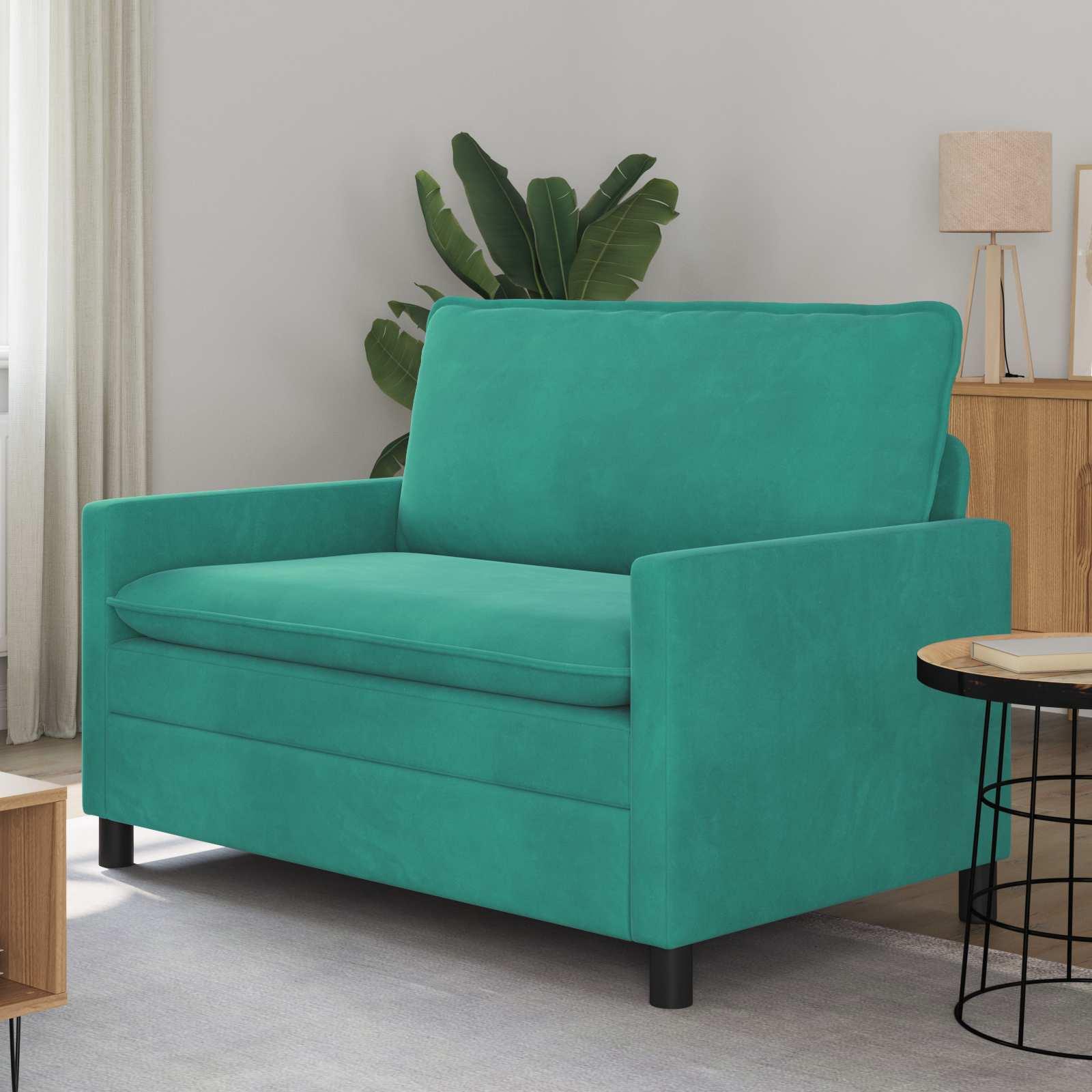 2-personers sofa i turkis fløjl - 126 × 81 × 87,5 cm