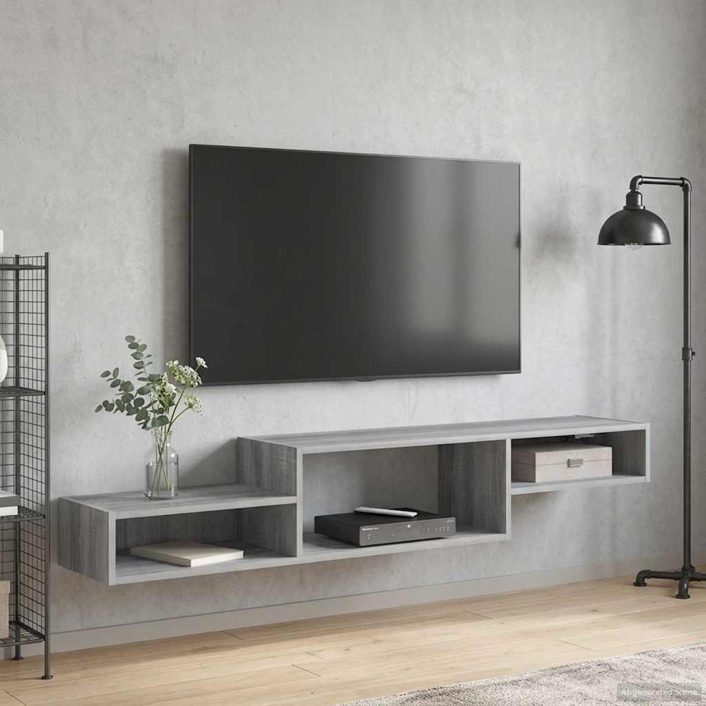 Væghængt TV Skab Vægmonteret Grå Sonoma 150 x 28 x 26 cm