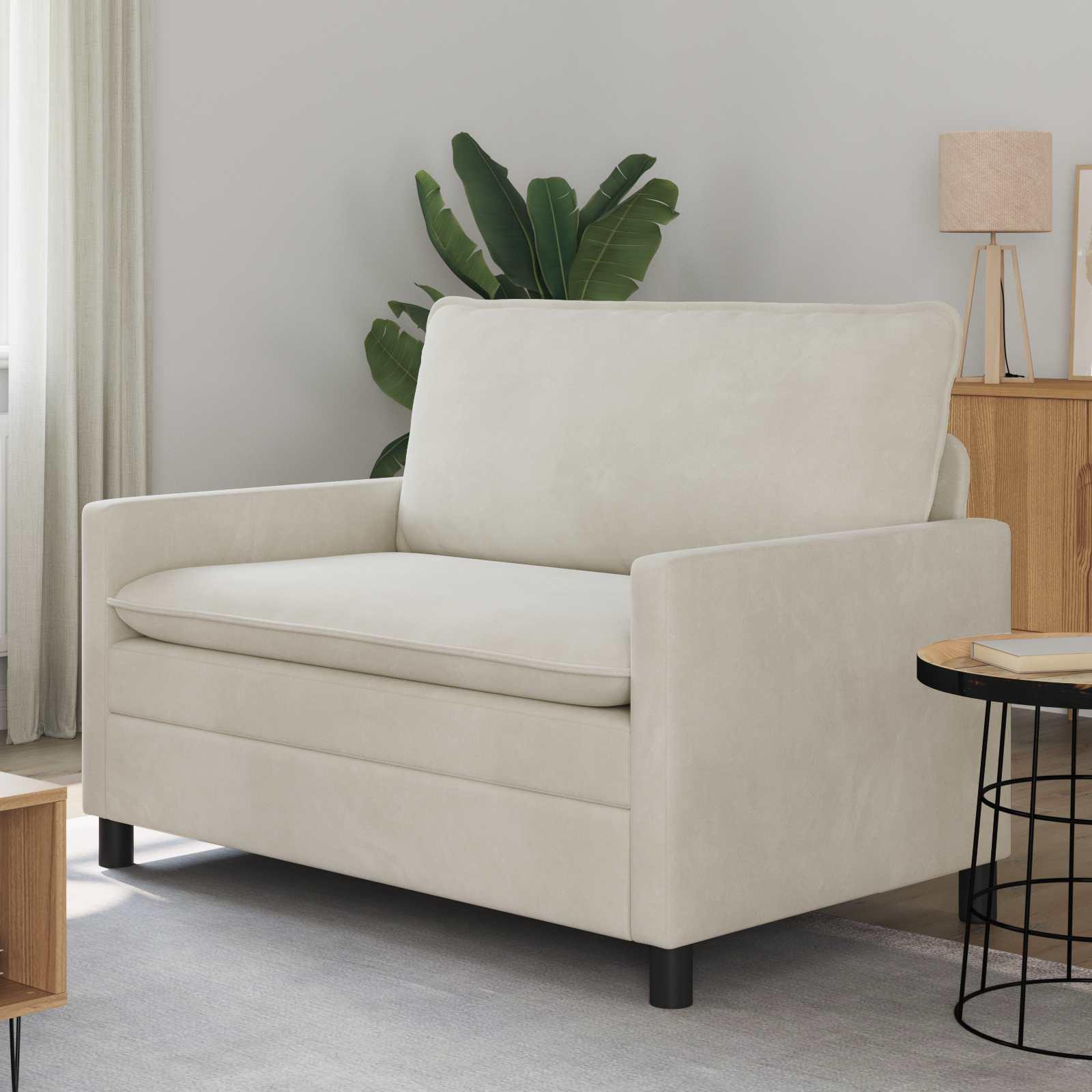 2-personers sofa i fløjl - cremefarvet, 126 × 81 × 87,5 cm