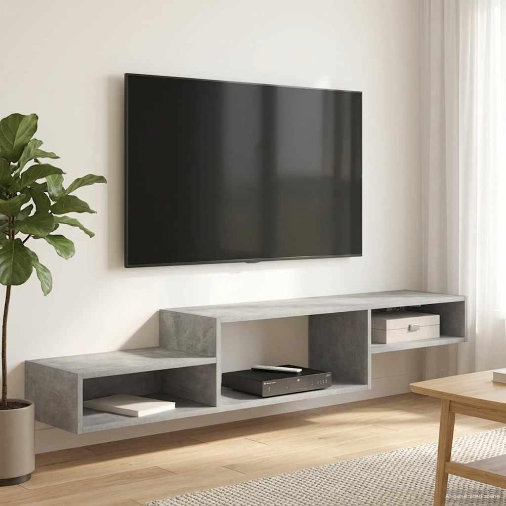 Væghængt TV Skab Vægmonteret Betongrå 150 x 28 x 26 cm