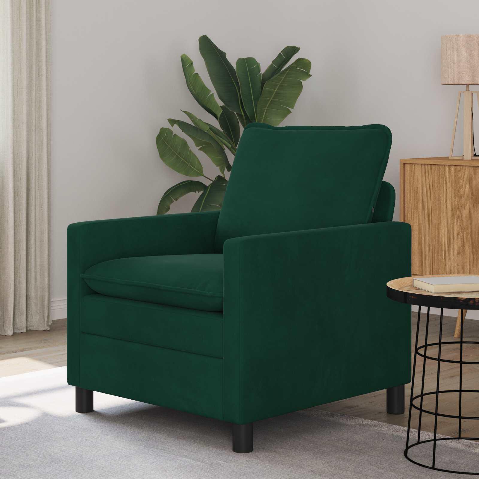 1-personers sofa i fløjl - mørkegrøn, 76 × 81 × 87,5 cm