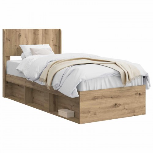Sengestel med opbevaring og hovedgærde - Artisan eg 90 x 190 cm