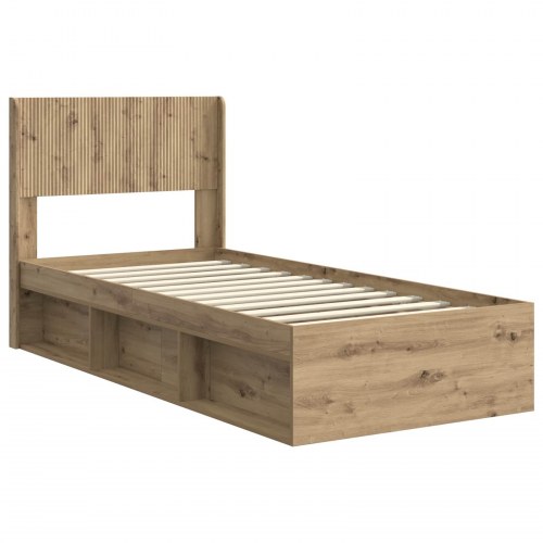 Sengestel med opbevaring og hovedgærde - Artisan eg 90 x 190 cm