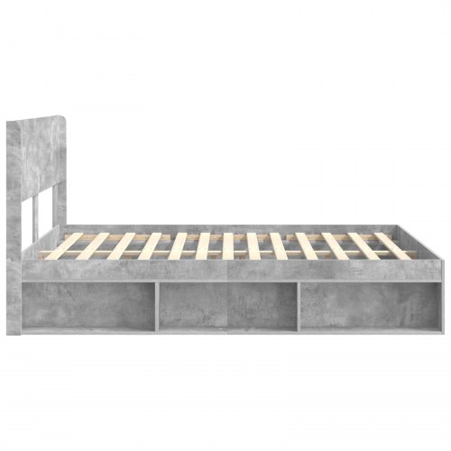 Sengestel med opbevaring og hovedgærde - betongrå 140 x 200 cm