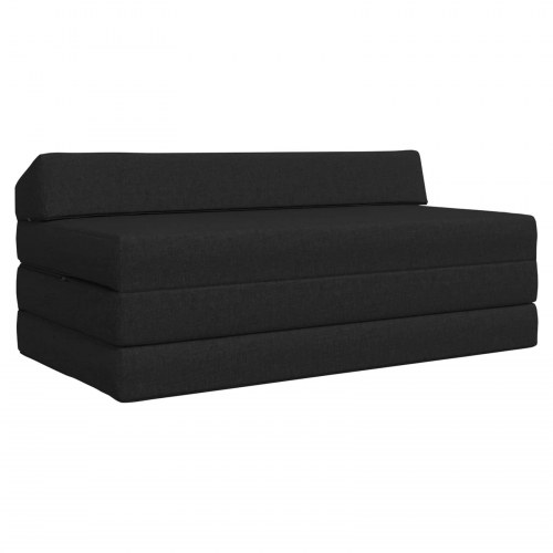Foldbar sovesofa i stof - sort, 120 × 60 × 49 cm