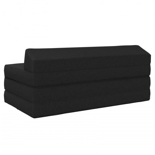 Foldbar sovesofa i stof - sort, 120 × 60 × 49 cm