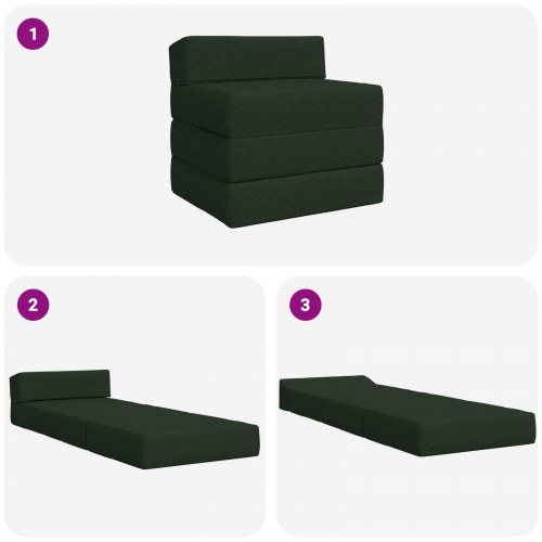 Foldbar sovesofa mørkegrøn - 70 x 60 x 49 cm