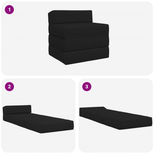 Foldbar sovesofa sort 70 x 60 x 49 cm