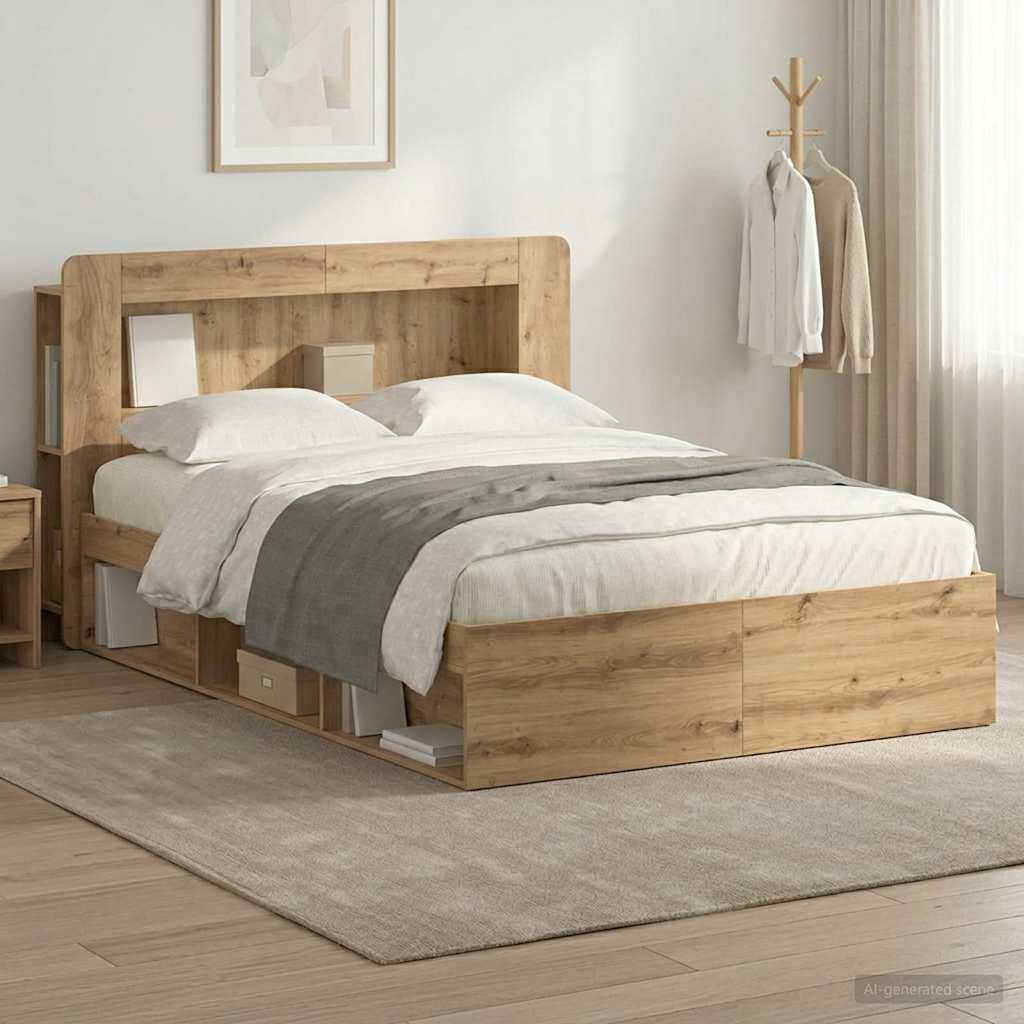 Sengestel med opbevaring med hovedgærde Artisan-eg 140 x 190 cm
