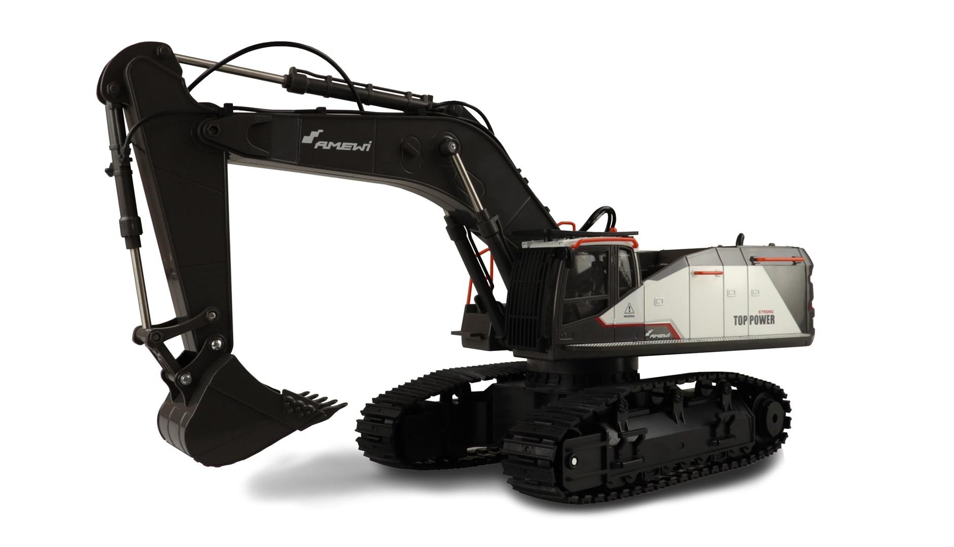 Amewi ACV730 fjernstyret gravemaskine 1:14 - el-motor, lys og lyd