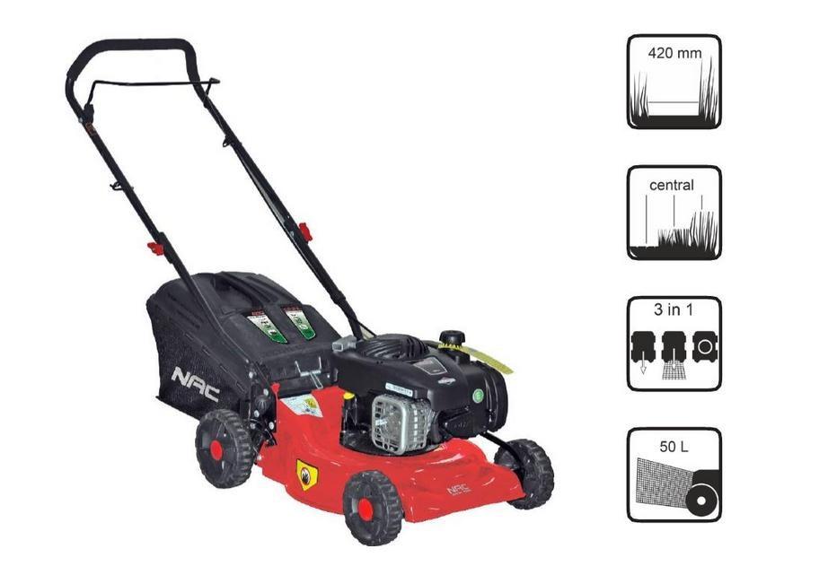 NAC LP42-450E benzindrevet plæneklipper uden selvkørsel - 42 cm, Briggs & Stratton 125 cc