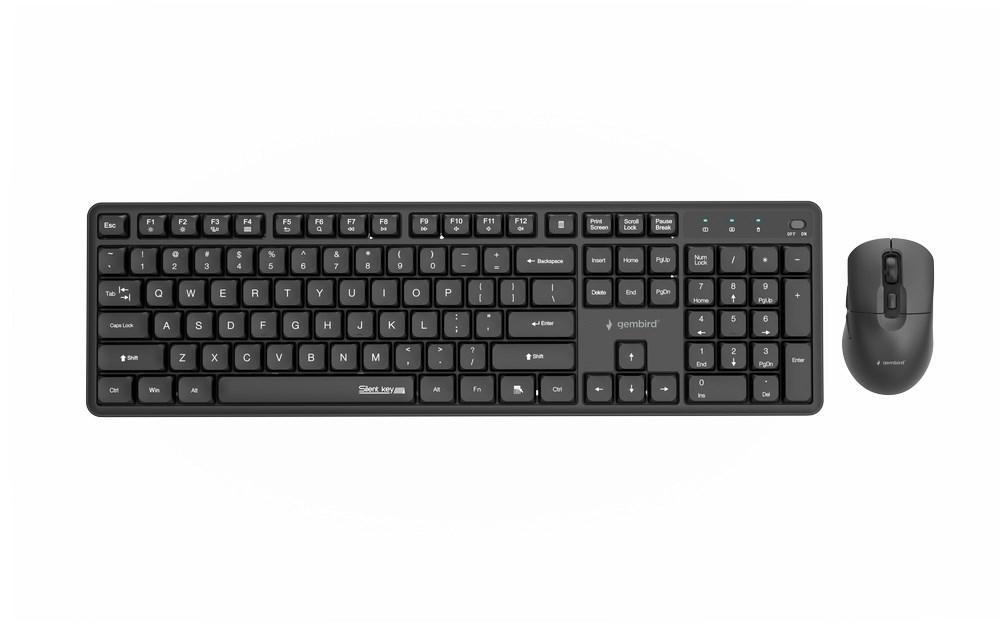 Gembird KBS-WMS-01 Silent Key Pro - trådløst tastatur- og musesæt, sort (US-layout)