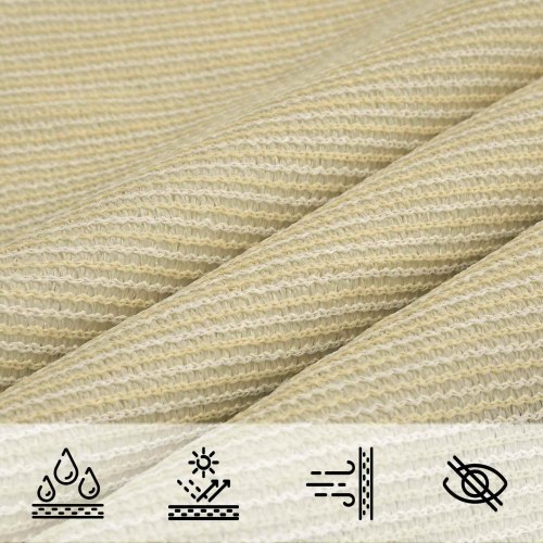 Solsejl rektangulært 2 x 6 m HDPE - beige