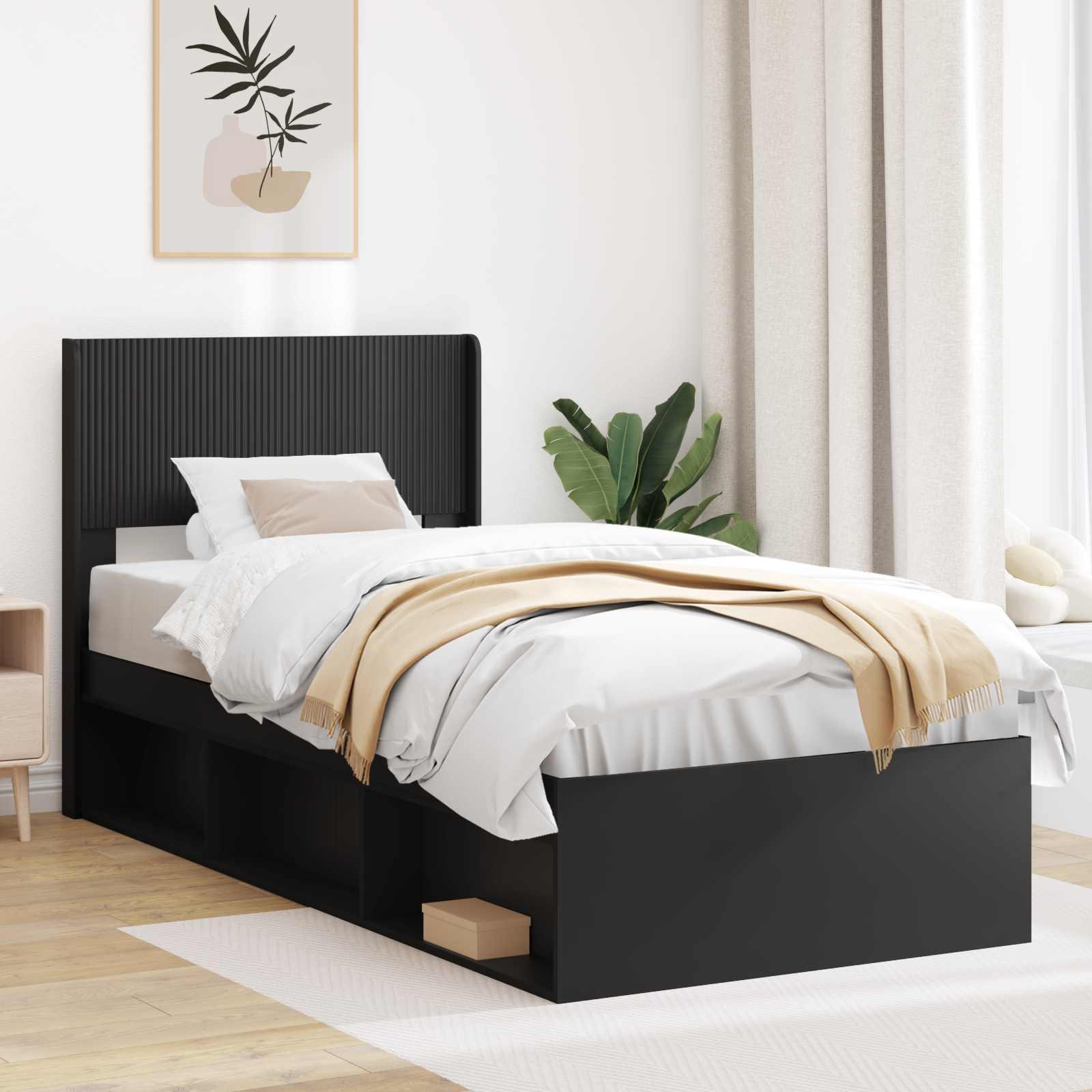 Hovedgavl med lodrette spiler - sort, 97 × 100 cm