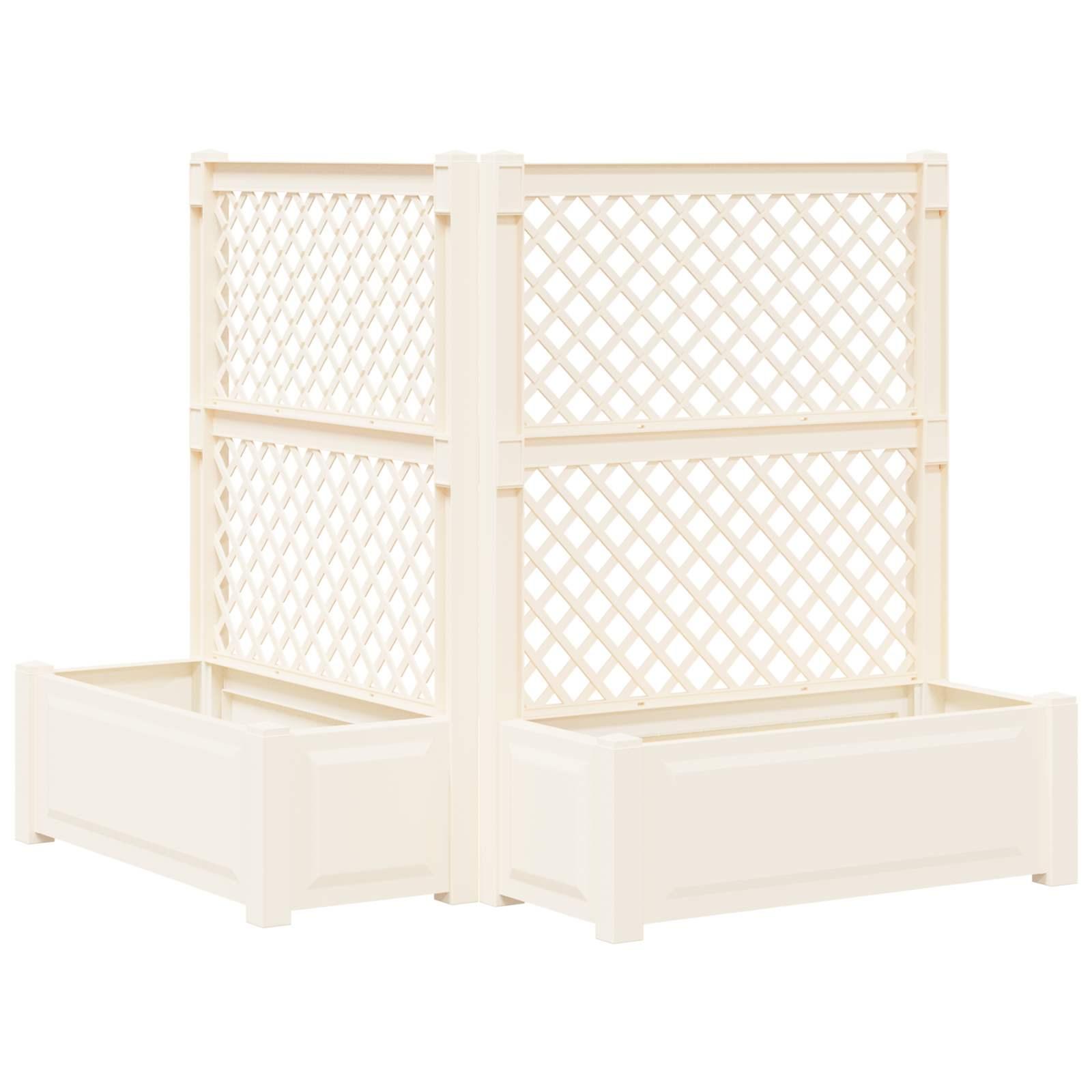 Stor blomsterkasse med espalier 2 stk Hvid 143 x 143 x 133,5 cm