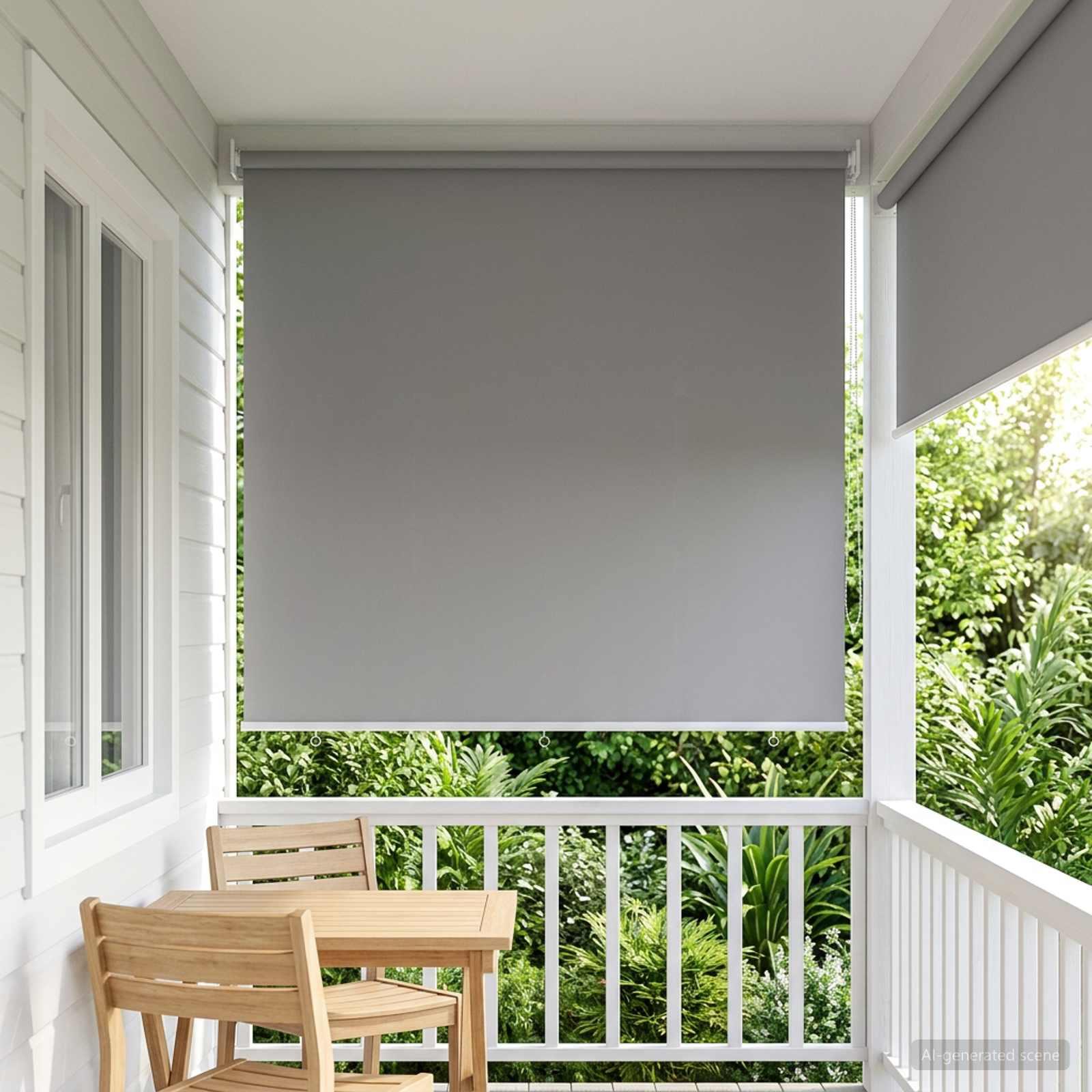 Udeterrasse rullegardin med UV-beskyttelse - lysegrå 180 × 230 cm