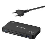 BlitzWolf 5-i-1 opladningsstation - 120 W, sort, 2x USB-A + 3x USB-C