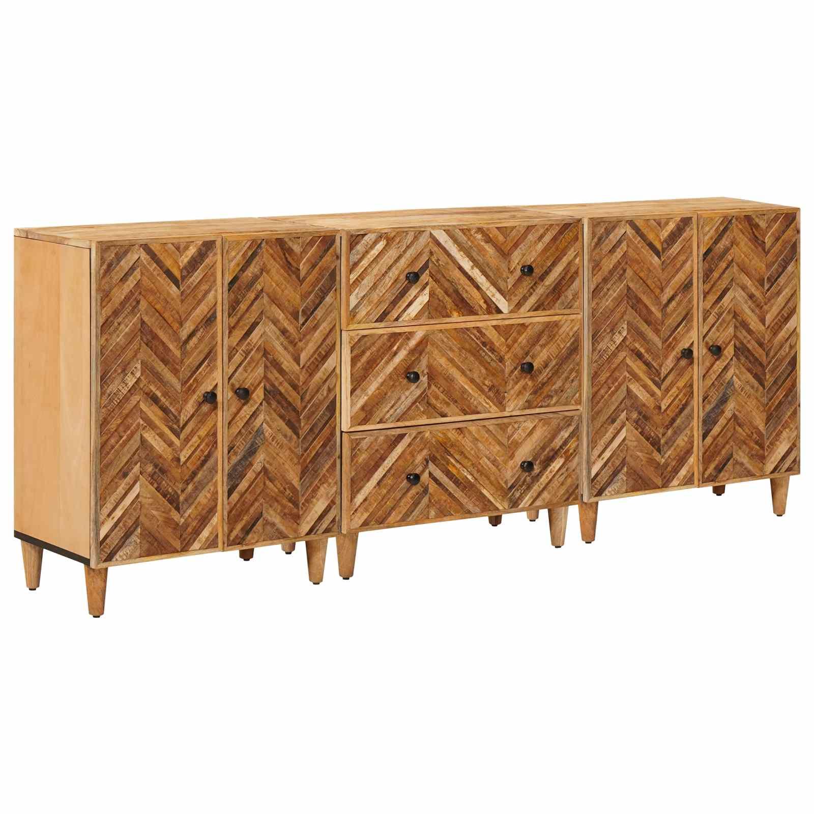 Opbevaringsskabe 3 stk Brun 60 x 33,5 x 75 cm Massivt mangotræ