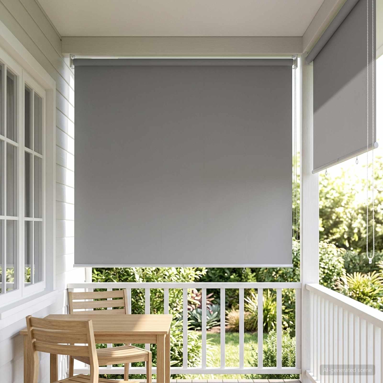 Udeterrasse rullegardin med UV-beskyttelse - lysegrå 120 × 140 cm