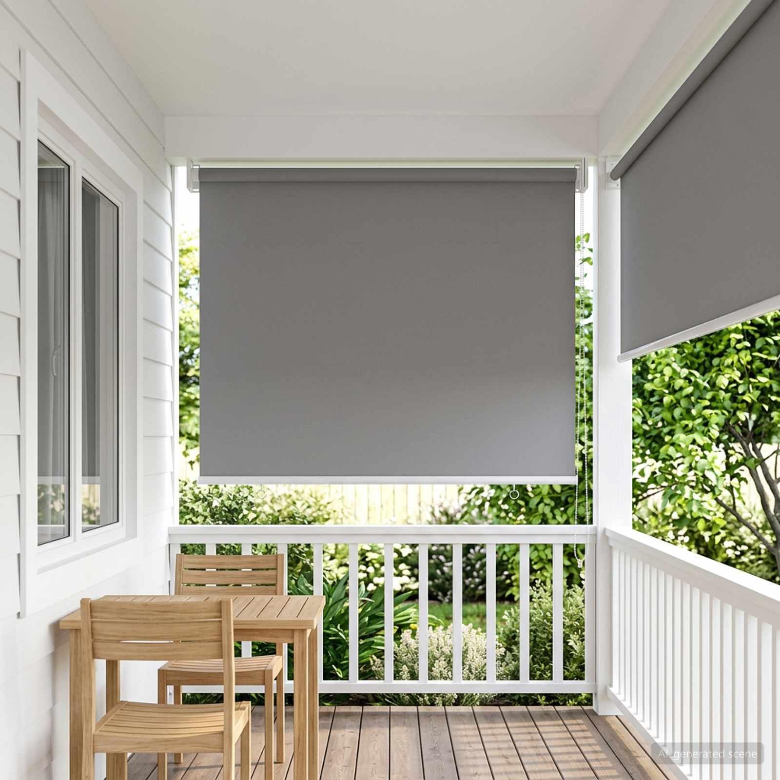 Udeterrasse rullegardin med UV-beskyttelse - lysegrå 60 × 140 cm
