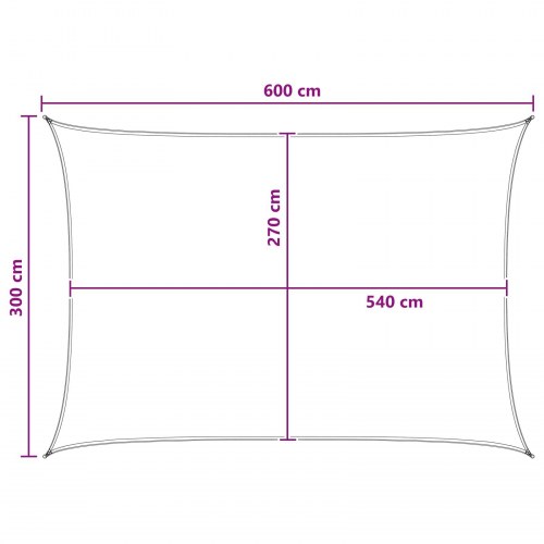 Solsejl rektangulært 3 x 6 m HDPE - lys grå og hvid