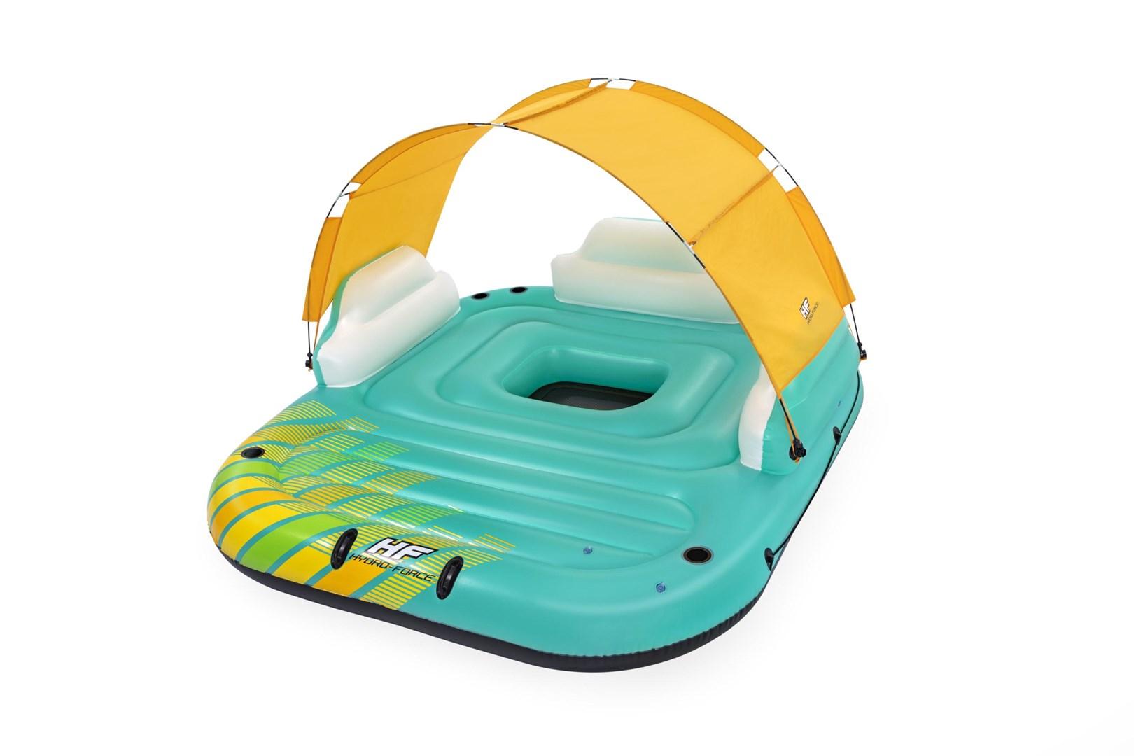 Bestway Hydro-Force Sunny Lounge Island - oppustelig flydeø 300 × 275 cm med solskærm
