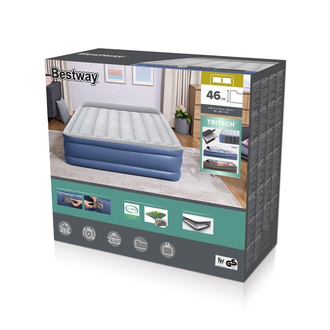 Bestway Tritech luftmadras Queen med indbygget AC-pumpe - 203 × 152 × 46 cm billede