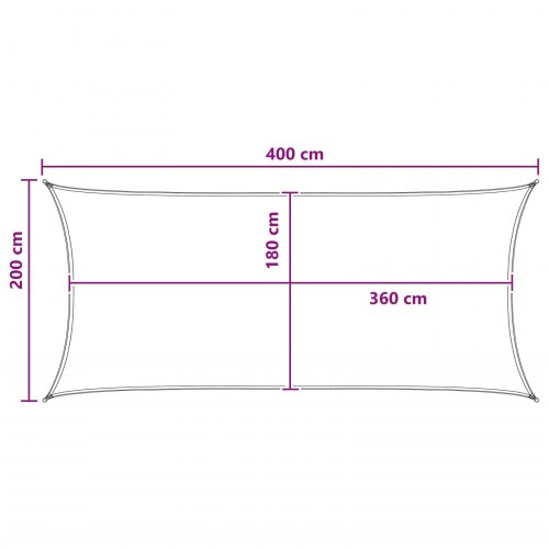 Solsejl i HDPE 2 × 4 m - lys grå/hvid, rektangulært